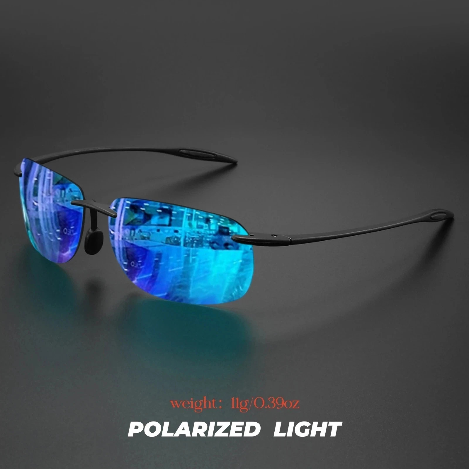 Rimless TR90 Sunglasses Polarized UV400 Lenses Lightweight Outdoor Men Glasses