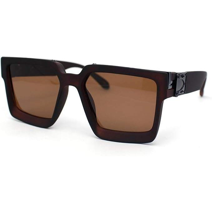 Men’s Oversized Square Sunglasses Brown Tinted Lenses Bold Frame Style Lentes