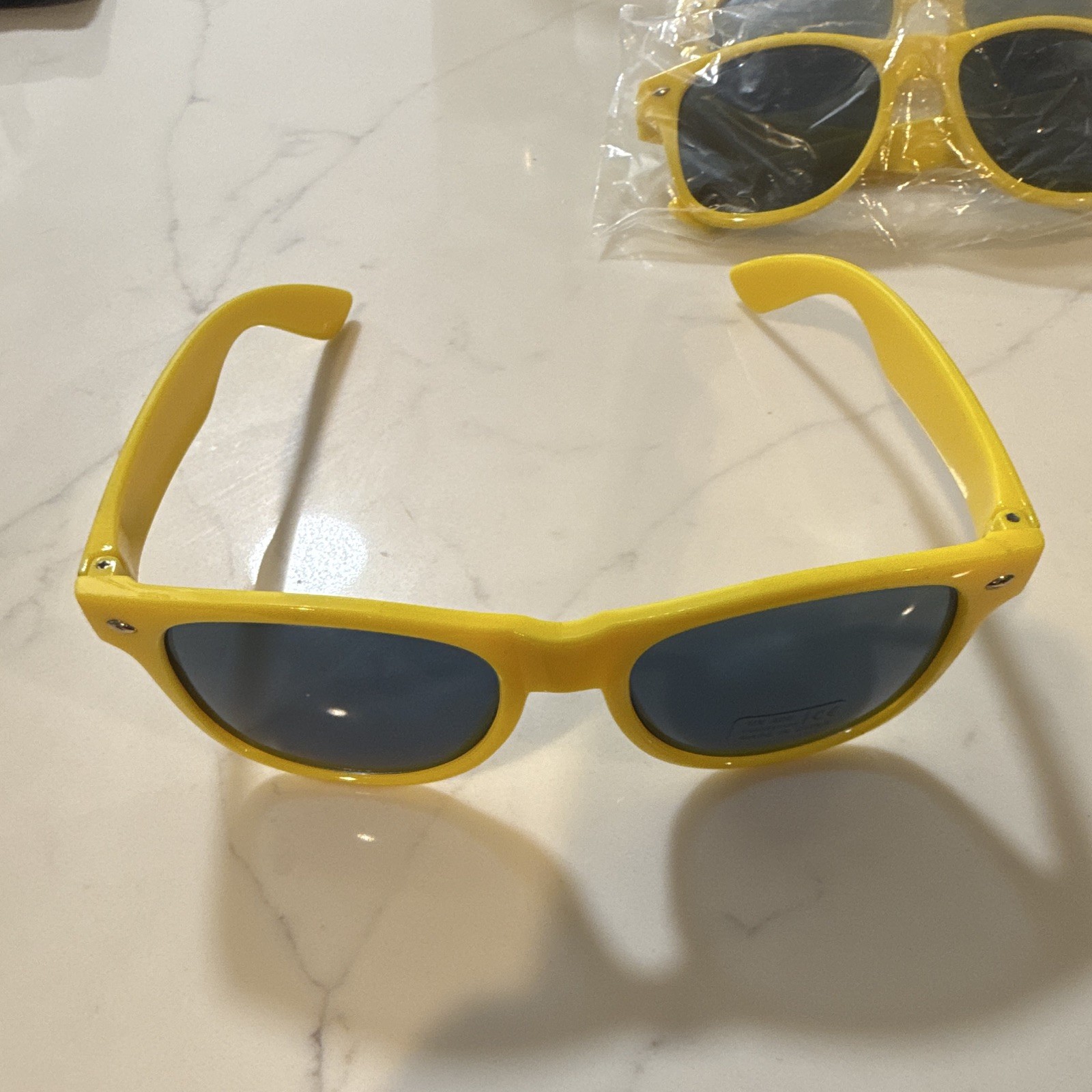 Twisted Tea Sunglasses Yellow Plastic Frame Black Lenses UV400 3pc
