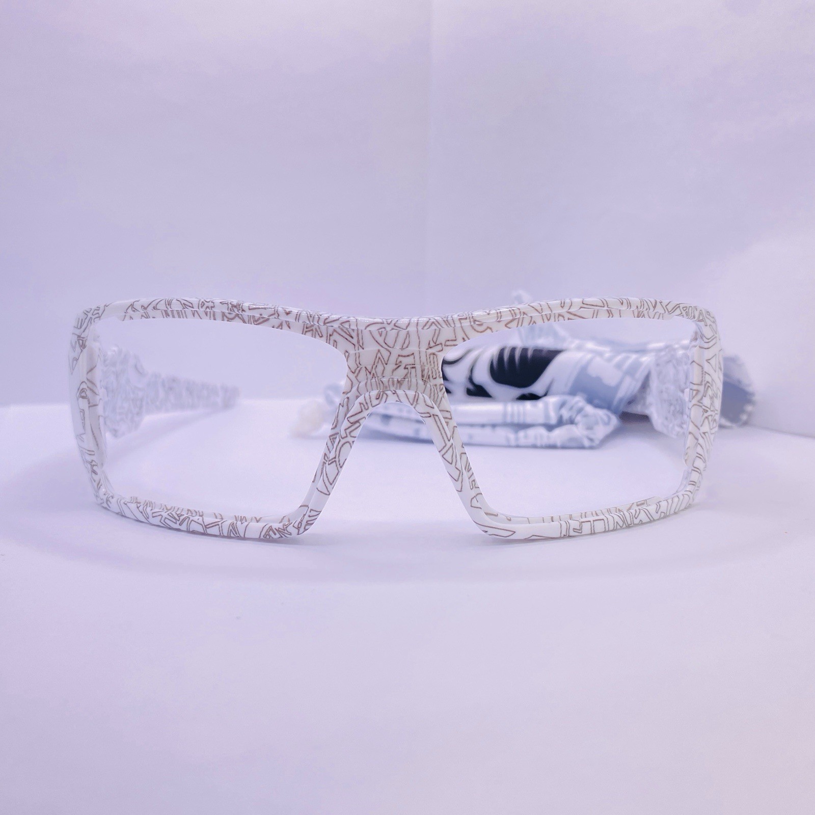 Oakley Oil Rig Sunglasses 23-440 Authentic Custom Deadstock White Logo Text RARE