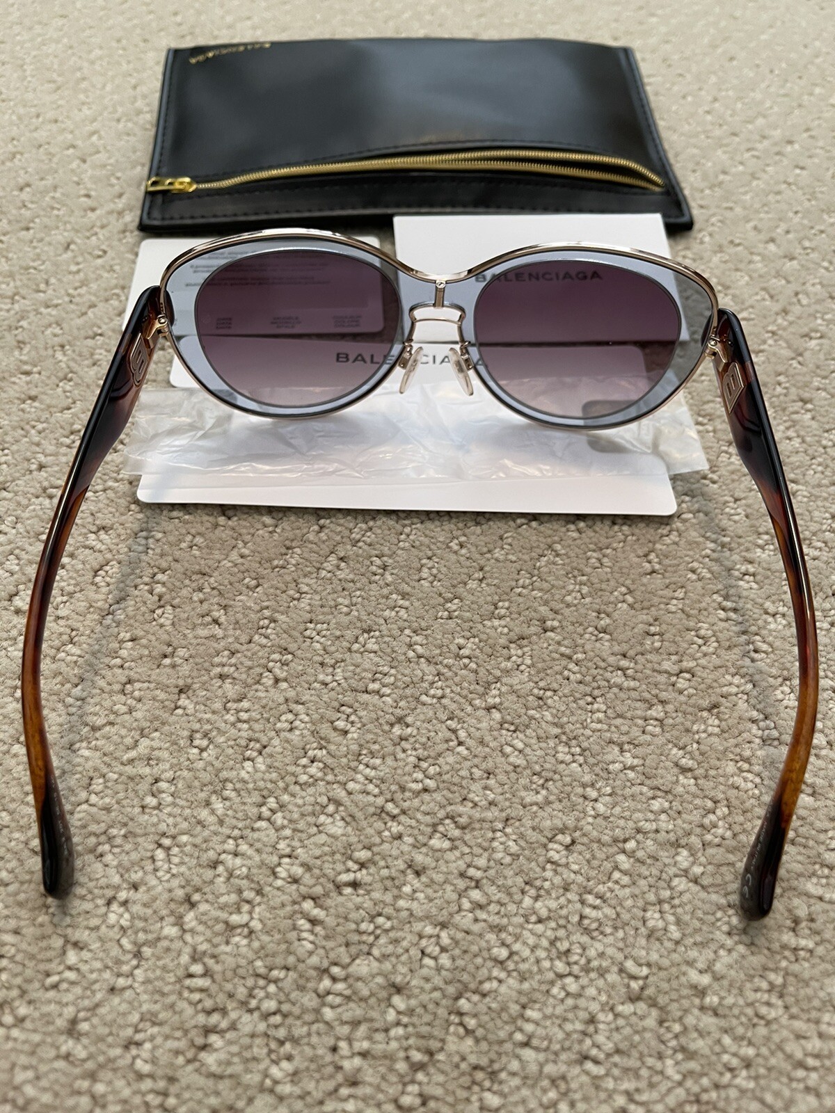 BALENCIAGA GOLD TRIM BA 2 20T 56-19 LIGHT BLUE VIOLET SUNGLASSES: Authentic, NWD