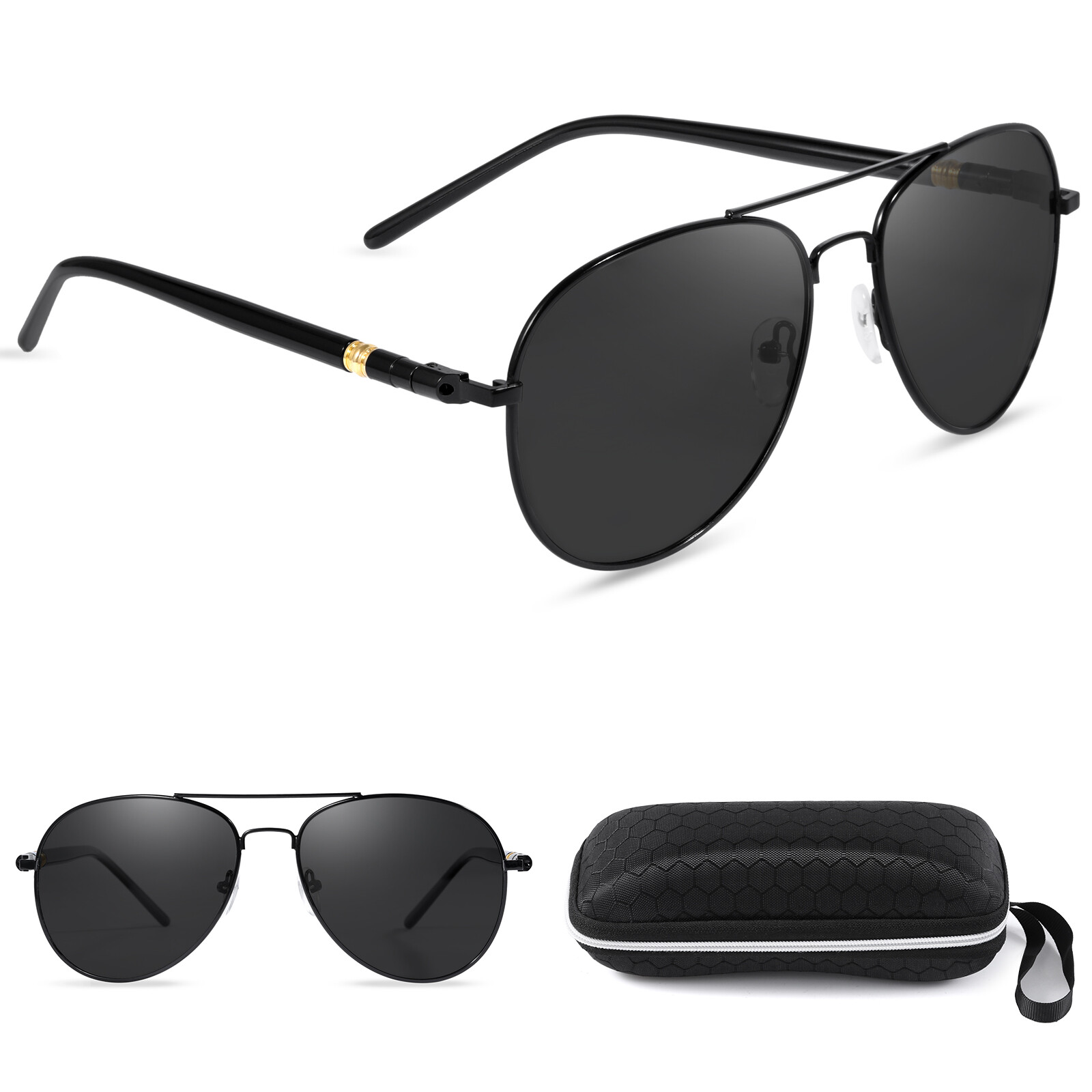 2 Pack Men’s Polarized Aviator Sunglasses Pilot Shades Military Style 100% UV