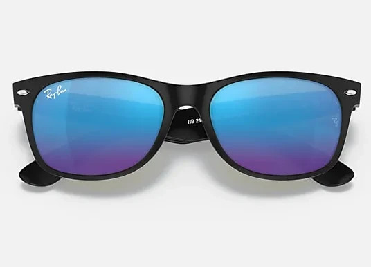 Ray-Ban RB2132 New Wayfarer Sunglasses 55mm Blue Flash Mirror Lens 622/17 UV New