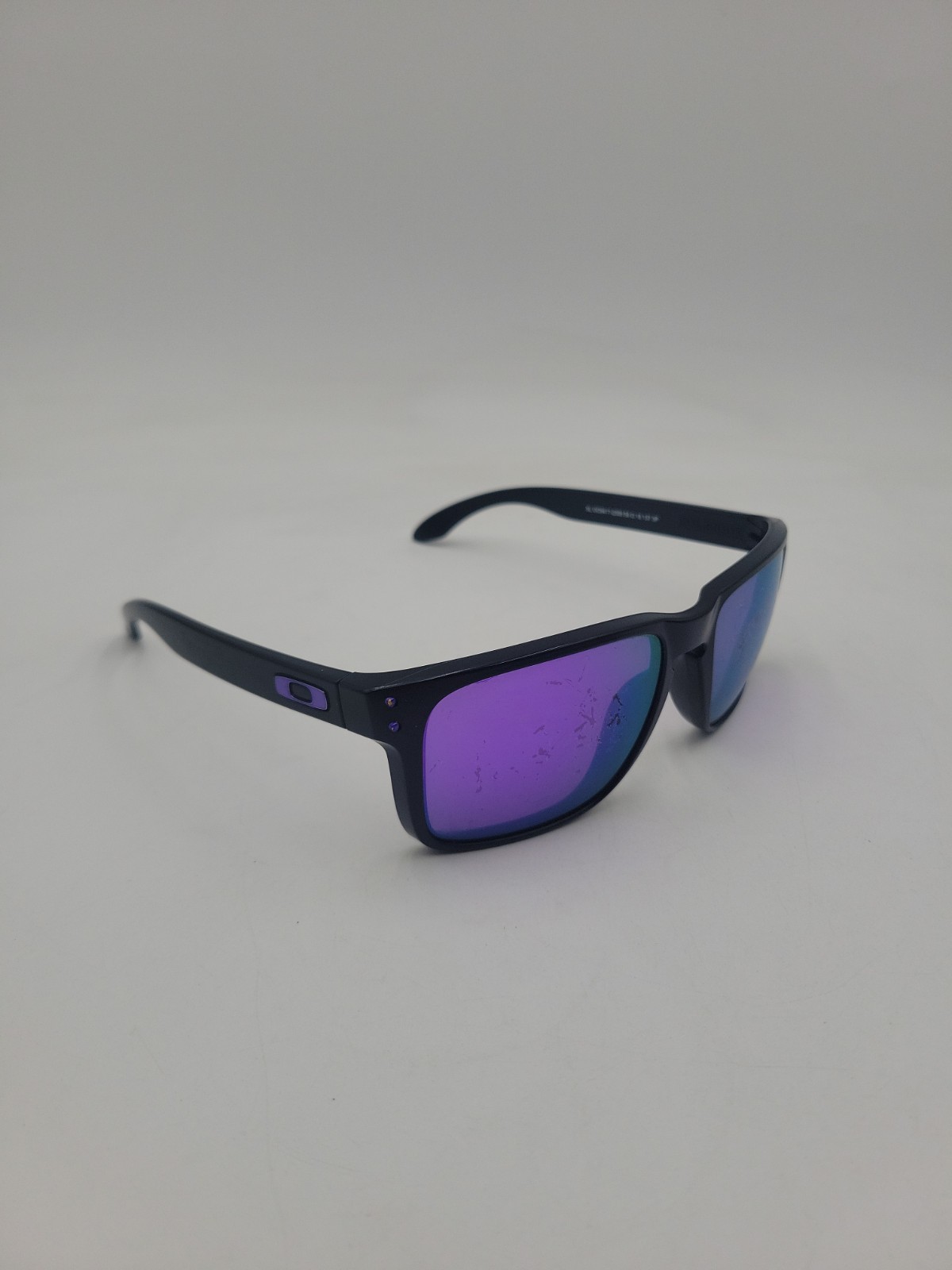 Custom Oakley Holbrook XL Matte Black Violet Lens 24k Gold Arm READ SCRATCHED