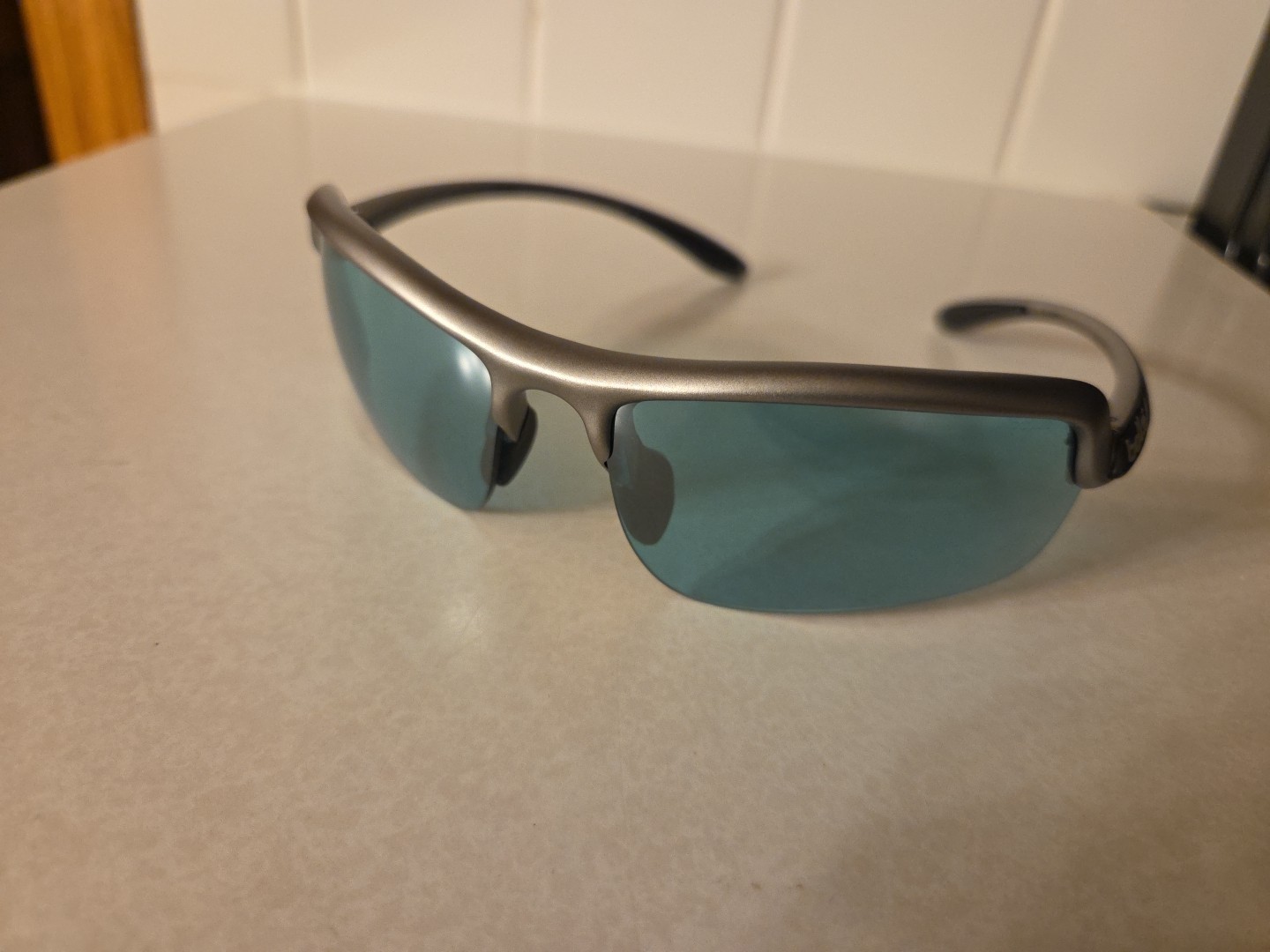 Bolle Unisex Sunglasses Silver Matte Nylon Full Rim Shape Frame Green Shades