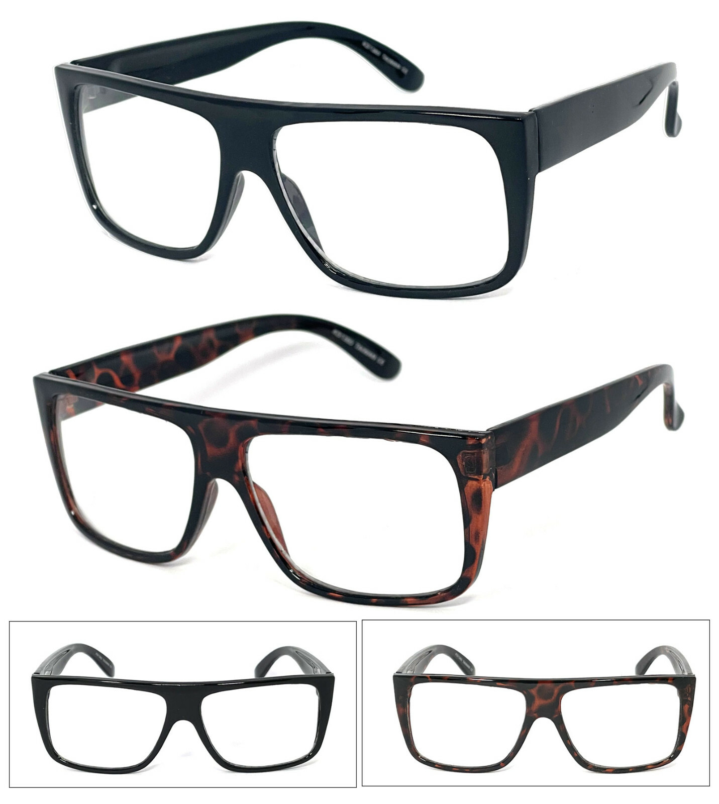 Retro Square Frame Glasses Mens Womens Flat Top Square Clear Lens UV400