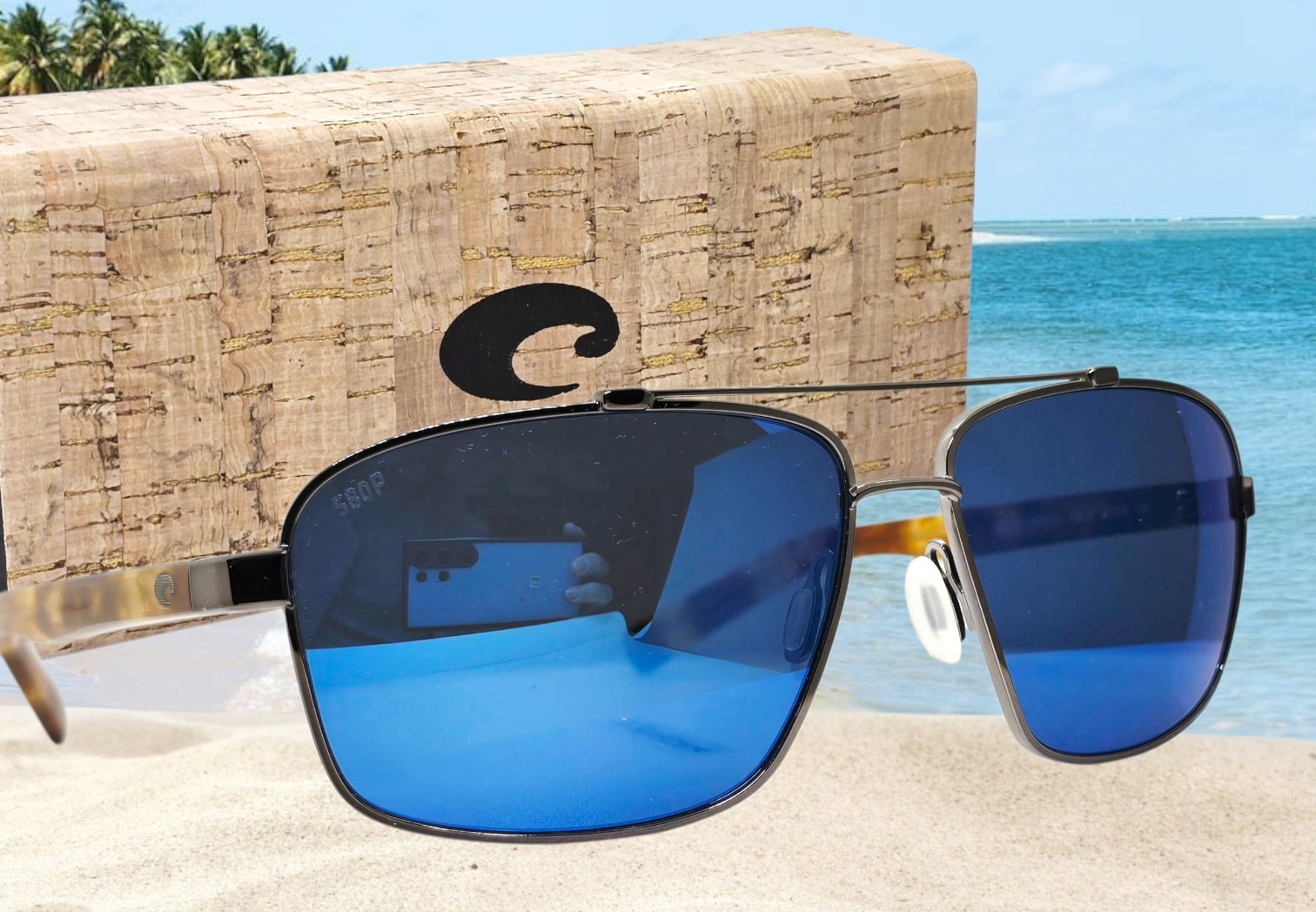 COSTA DEL MAR gunmetal/blue mirror FLAGLER polarized 580P sunglasses NEW IN BOX!