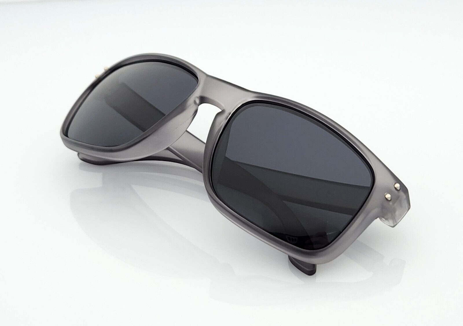 Polarized Sports Square Men’s Sunglasses Frost Gray Frame Dark Smoke Tint Lens