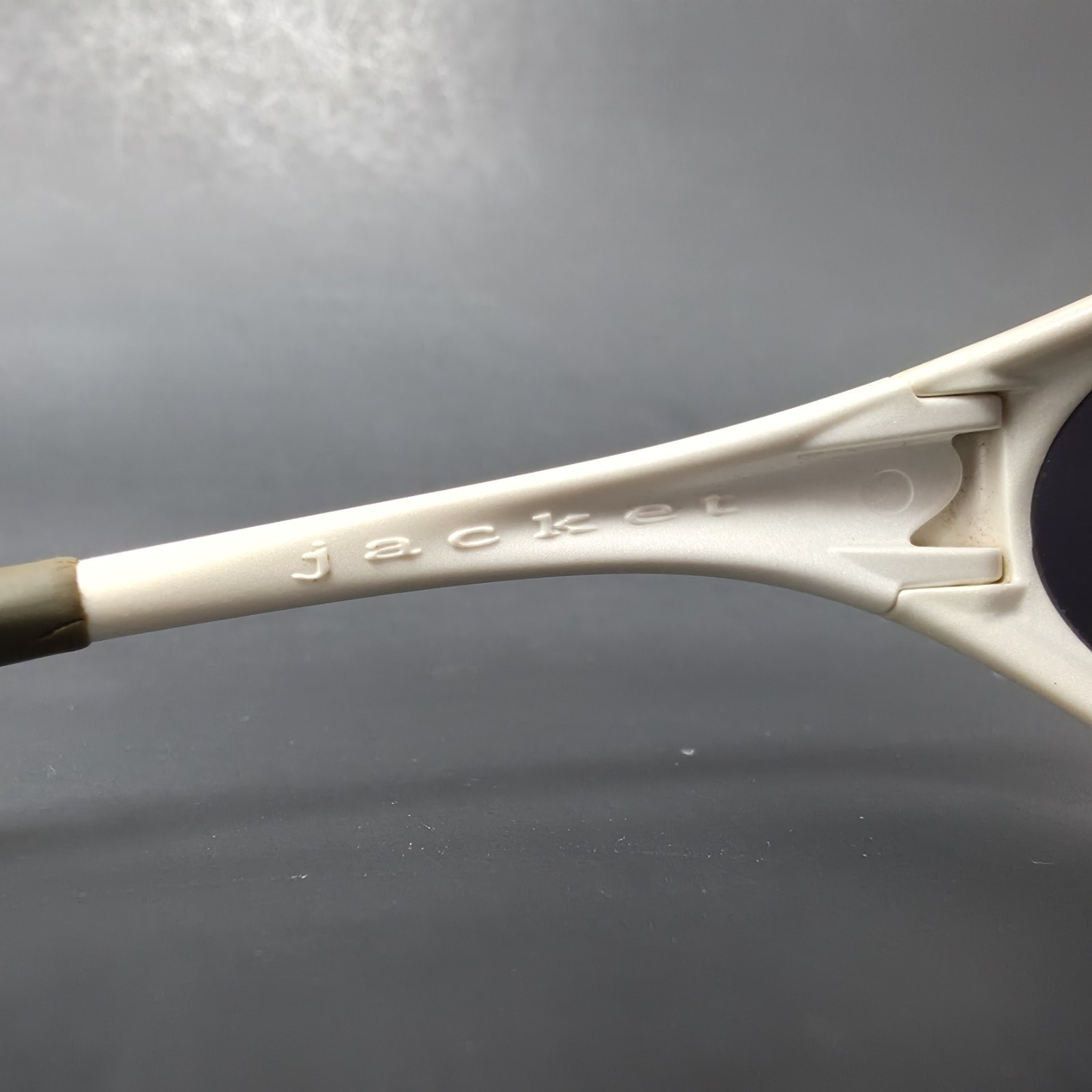 VTG Oakley New Eye Jacket Sunglasses Pearl White Made In USA Scratched Lenses