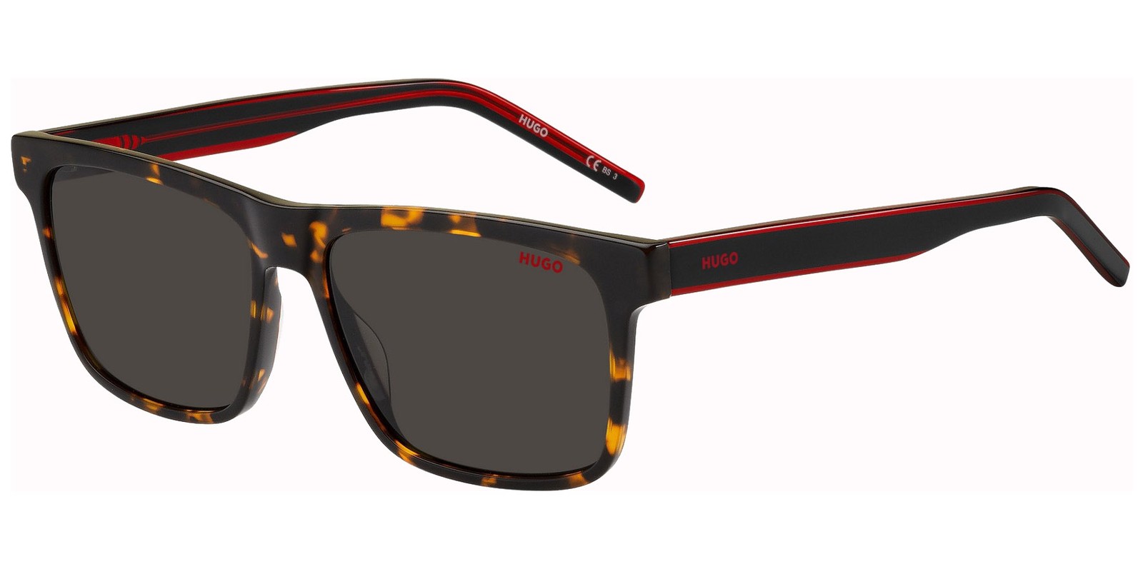 HUGO by Hugo Boss Men’s Red Havana Square Classic Sunglasses – HG1242S-0-0O63-IR