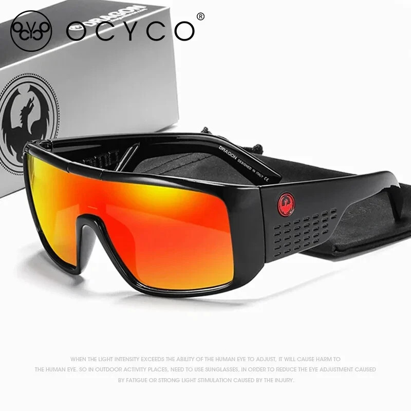 New Dragon Windproof Shield Frame Polarized Sunglasses Men Sport Goggle Eyewear