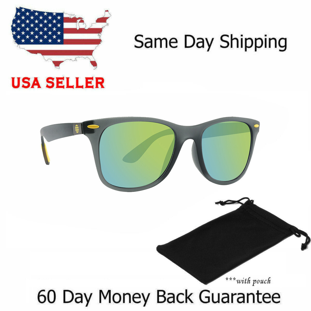 Classic Men Italian Style Square Sunglasses Driving Fishing Sport Glasses