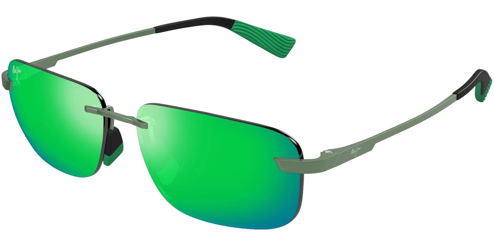 Maui Jim Polarized Lanakila Matte Green Rimless Rectangle Sunglasses – GM624 15