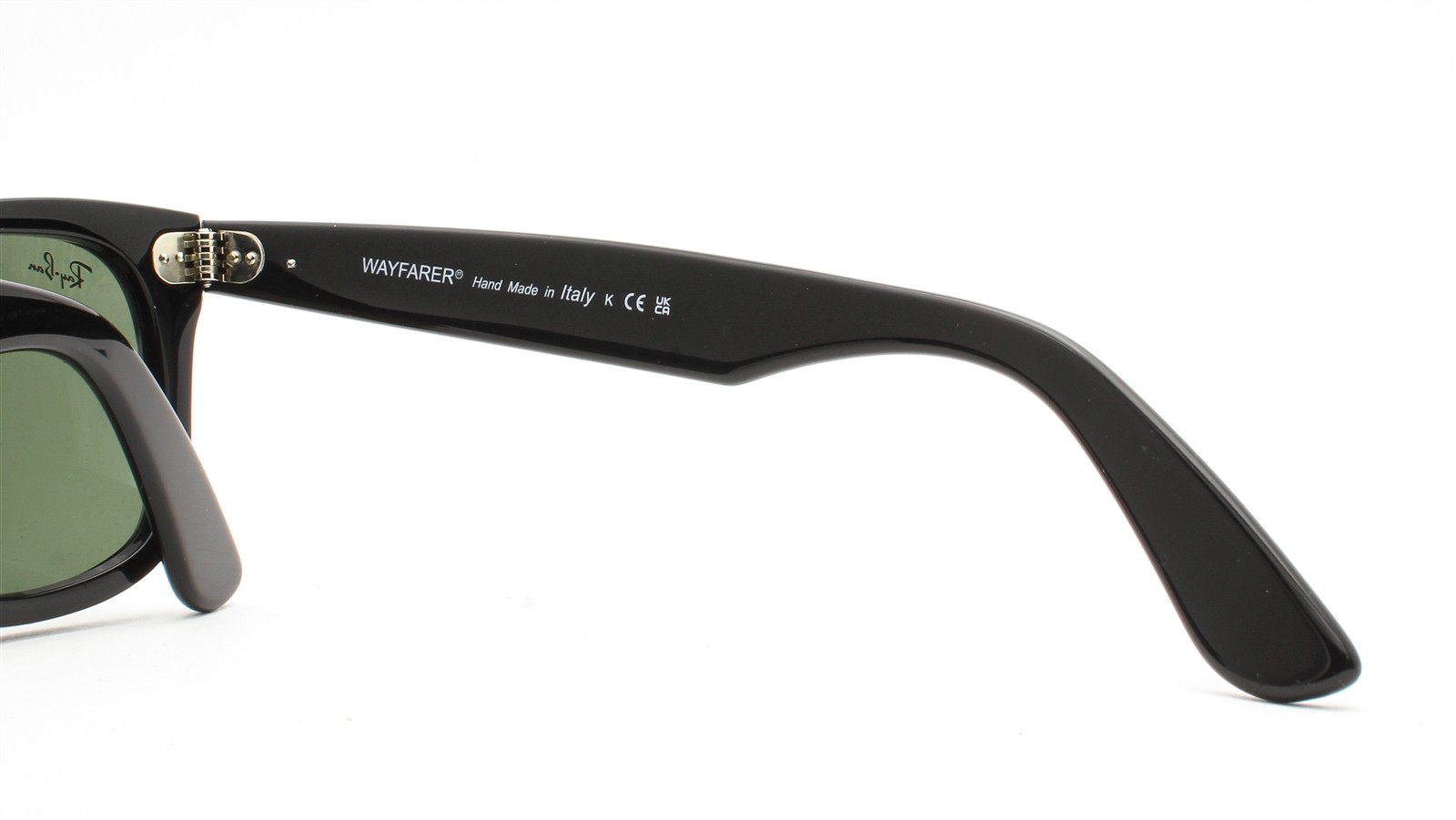 Ray-Ban Wayfarer Ease Sunglasses RB 4340 601 Shiny Black Green Glass 50mm w/case