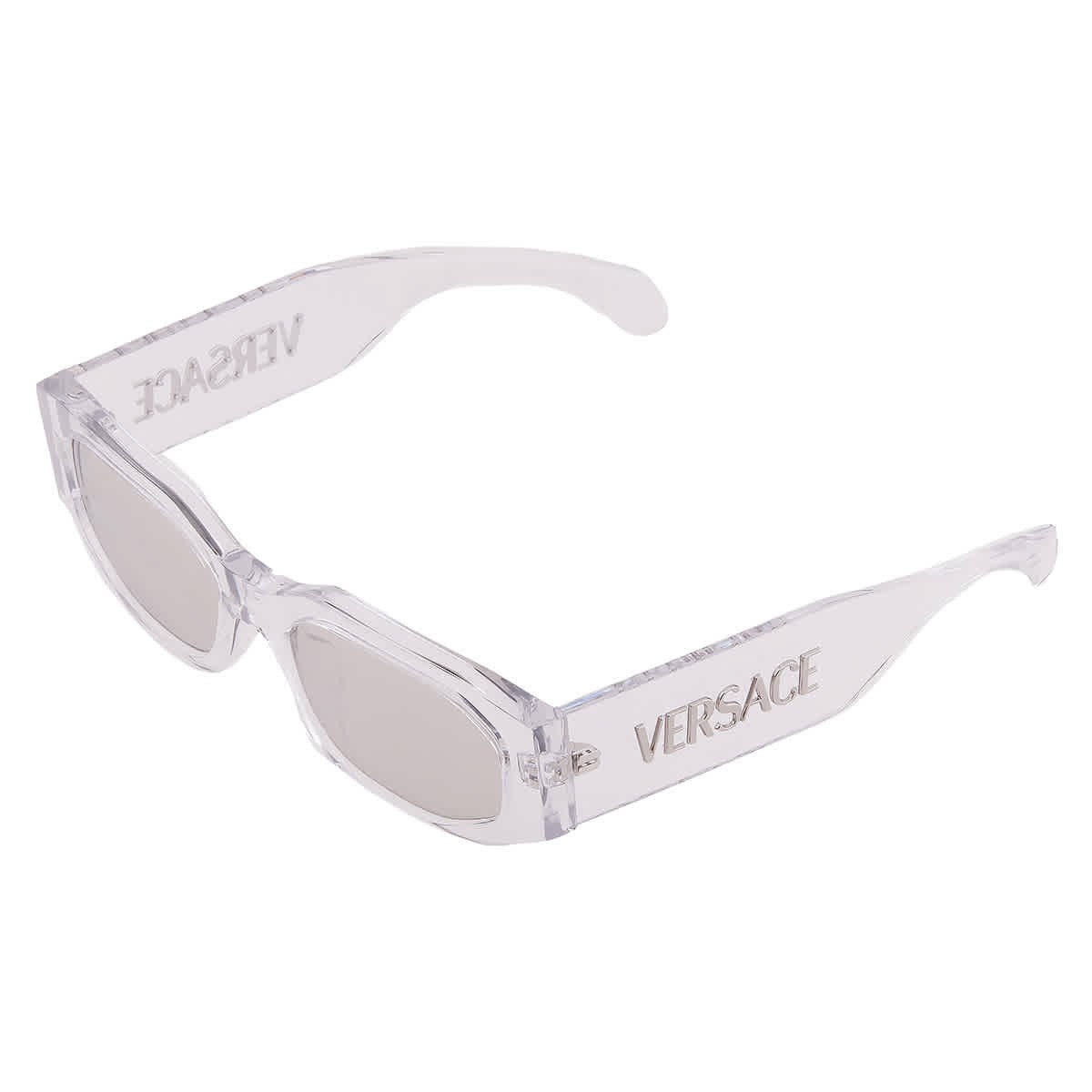 Versace Clear Mirror Silver Irregular Sunglasses VE4489U 148/8V 55