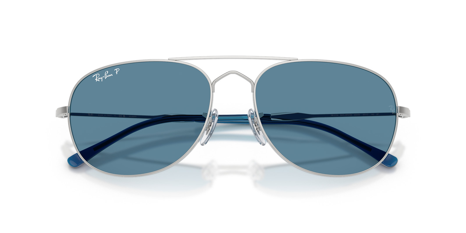 Ray-Ban Bain Bridge Silver/Polarized Blue 60 mm Sunglasses RB3735 003/S2 60-17
