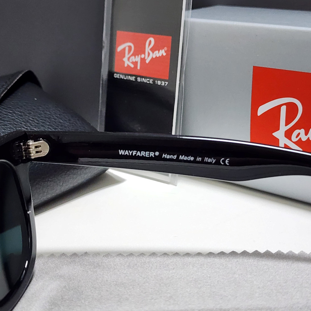 Ray-Ban RB2140 904 Wayfarer Sunglasses Black Frame Glass Gray Lens 50-22 mm