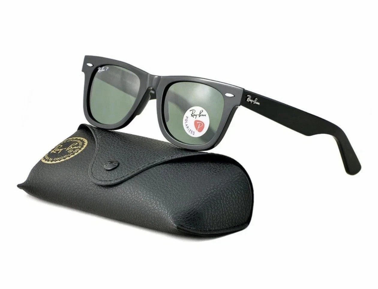 Ray-Ban Sunglasses RB2140 Original Wayfarer Black Frame Green Lenses 50mm Unisex