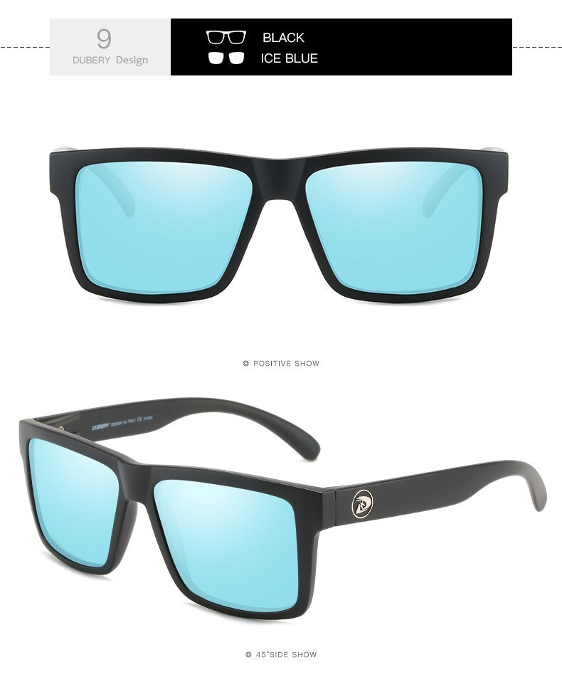 DUBERY Polarized Sunglasses Men Women Driving Sports Glasses Mirror Square UV400