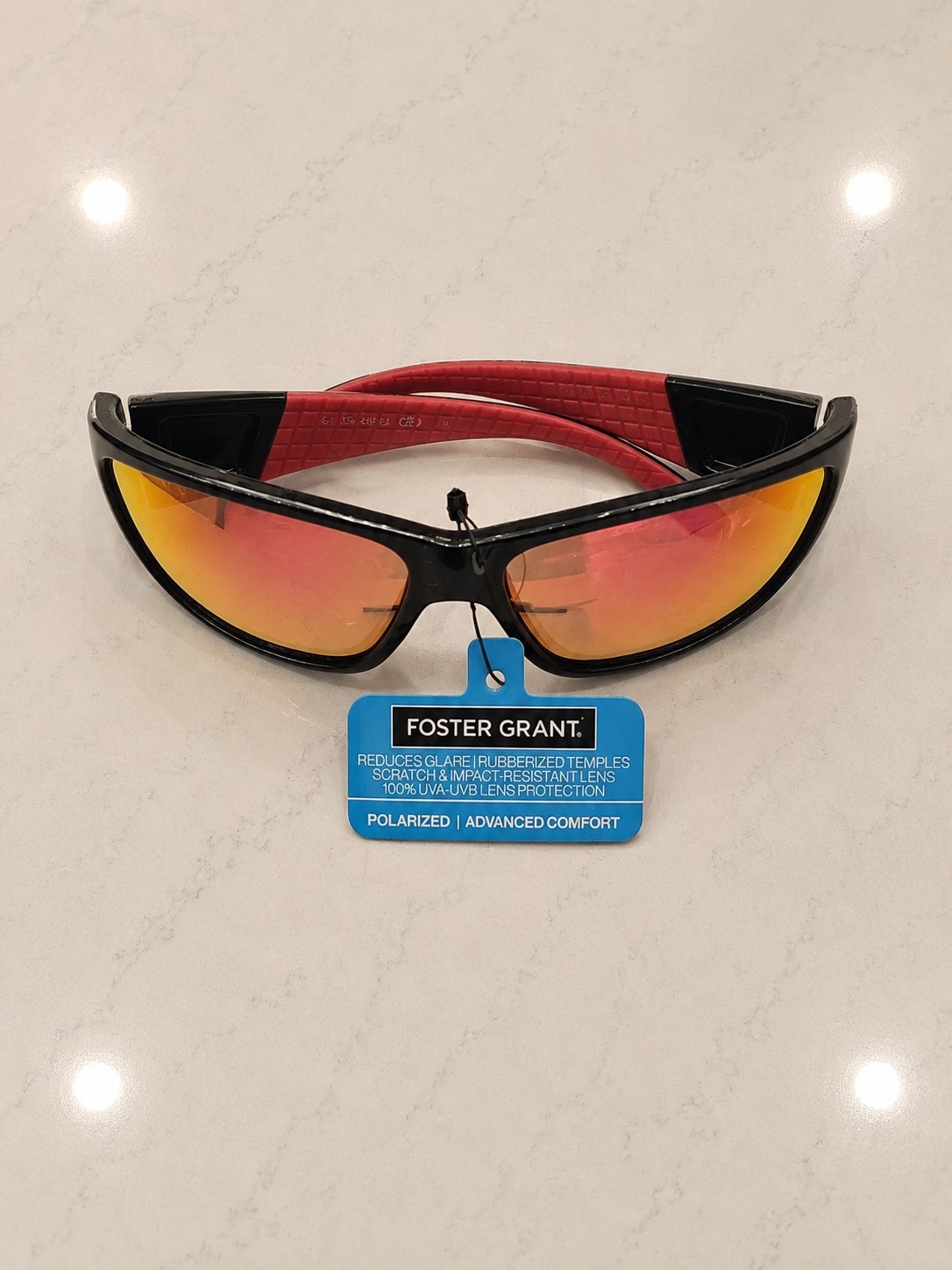 Foster Grant Men’s Wrap Sunglasses, Black