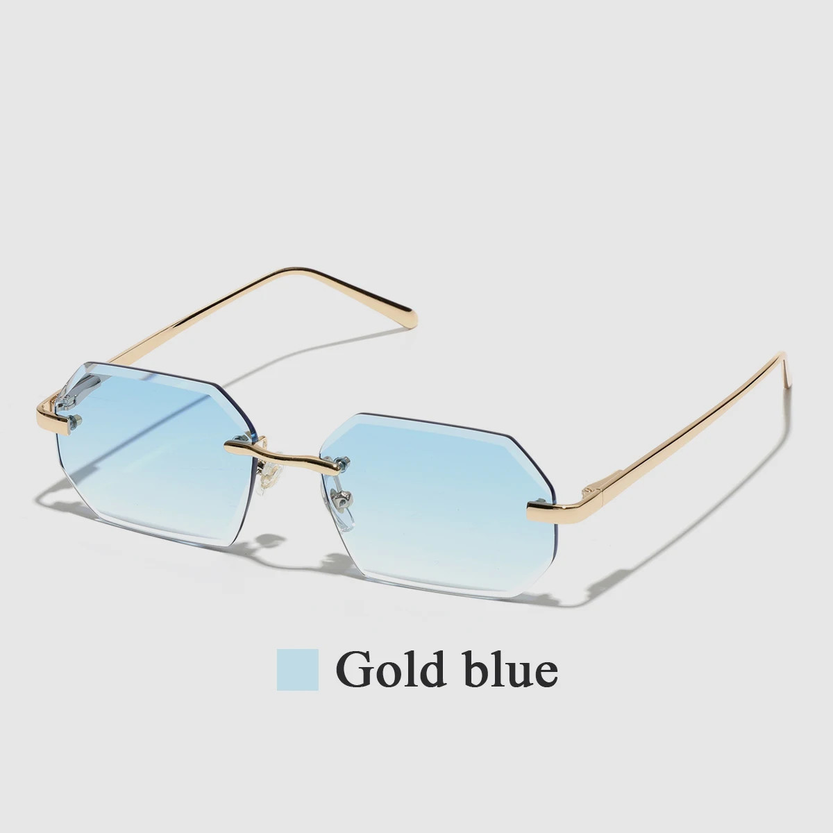 Rimless Sunglasses Diamond Cut Lens Unisex UV400 Metal Casual Wear Style