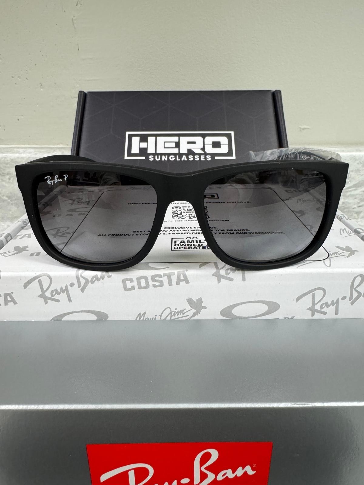 RAY BAN | NEW |JUSTIN MEDIUM | 4165 622 – T3 | 55 | RUBBER BLACK | GRADIENT GREY
