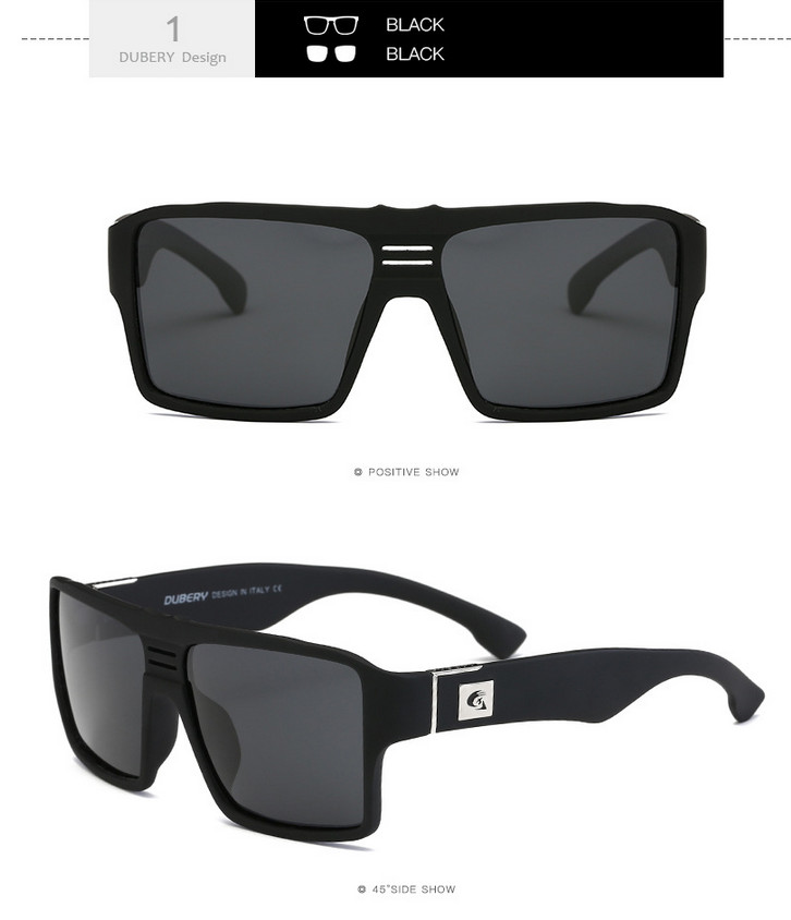 DUBERY Men Polarized Square Sunglasses Oversize Driving Fishing Sport Glasses