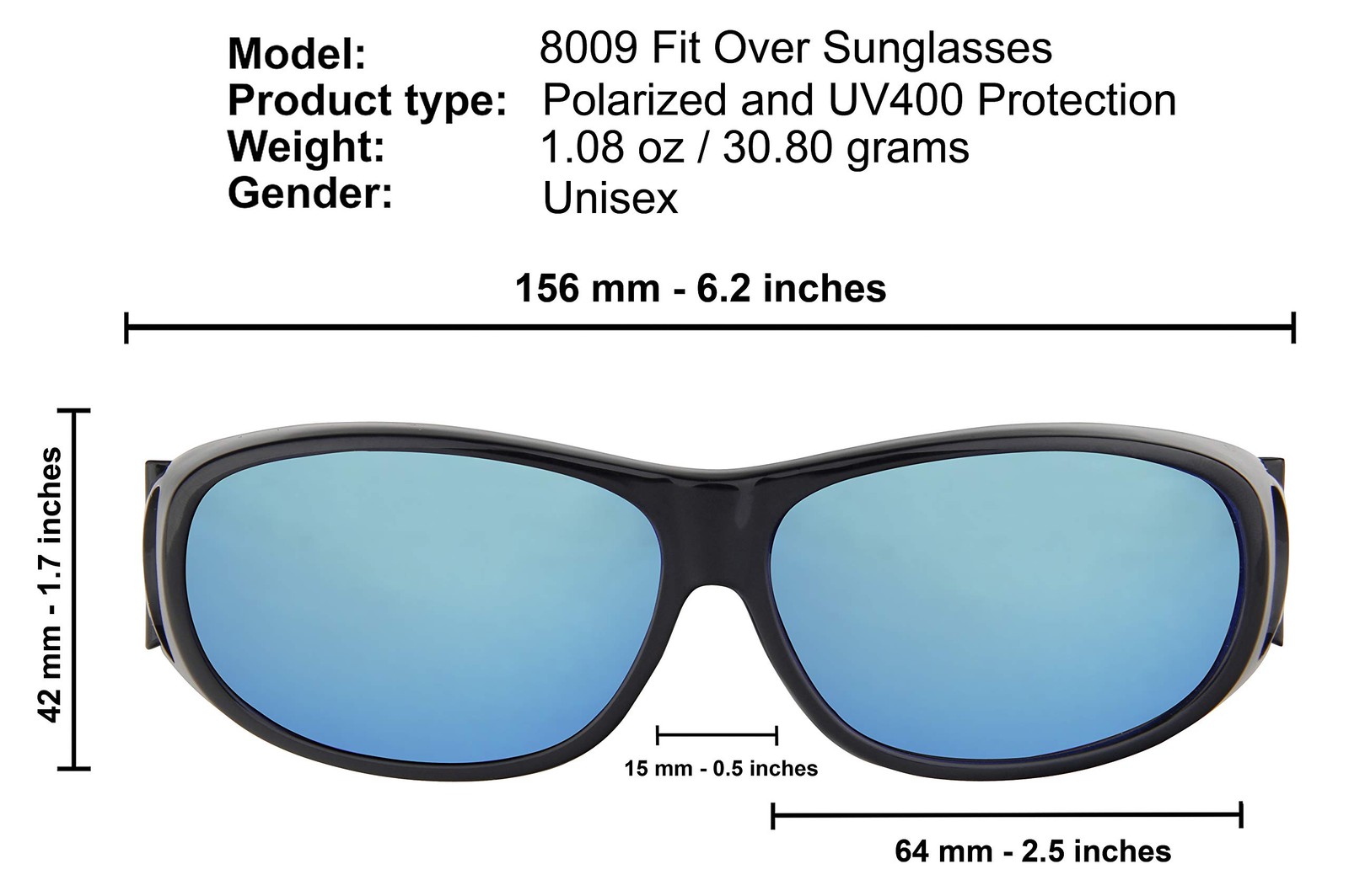 Fit Over Sunglasses Polarized Lens Case Included Wear Over Prescription