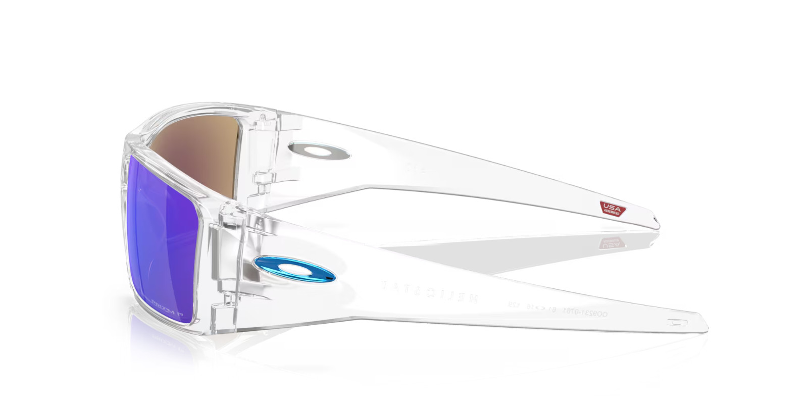 Oakley Sunglasses HELIOSTAT OO9231-0761 Clear Frame / PRIZM Sapphire POLARIZED