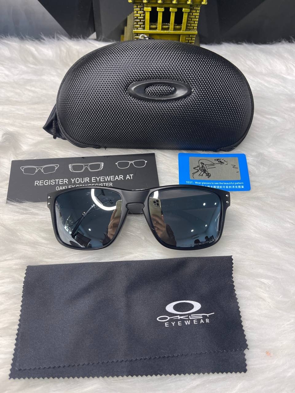 NEW OAKLEY Style Holbrook Sunglasses Black Frame Silver Lens Polarized UV400