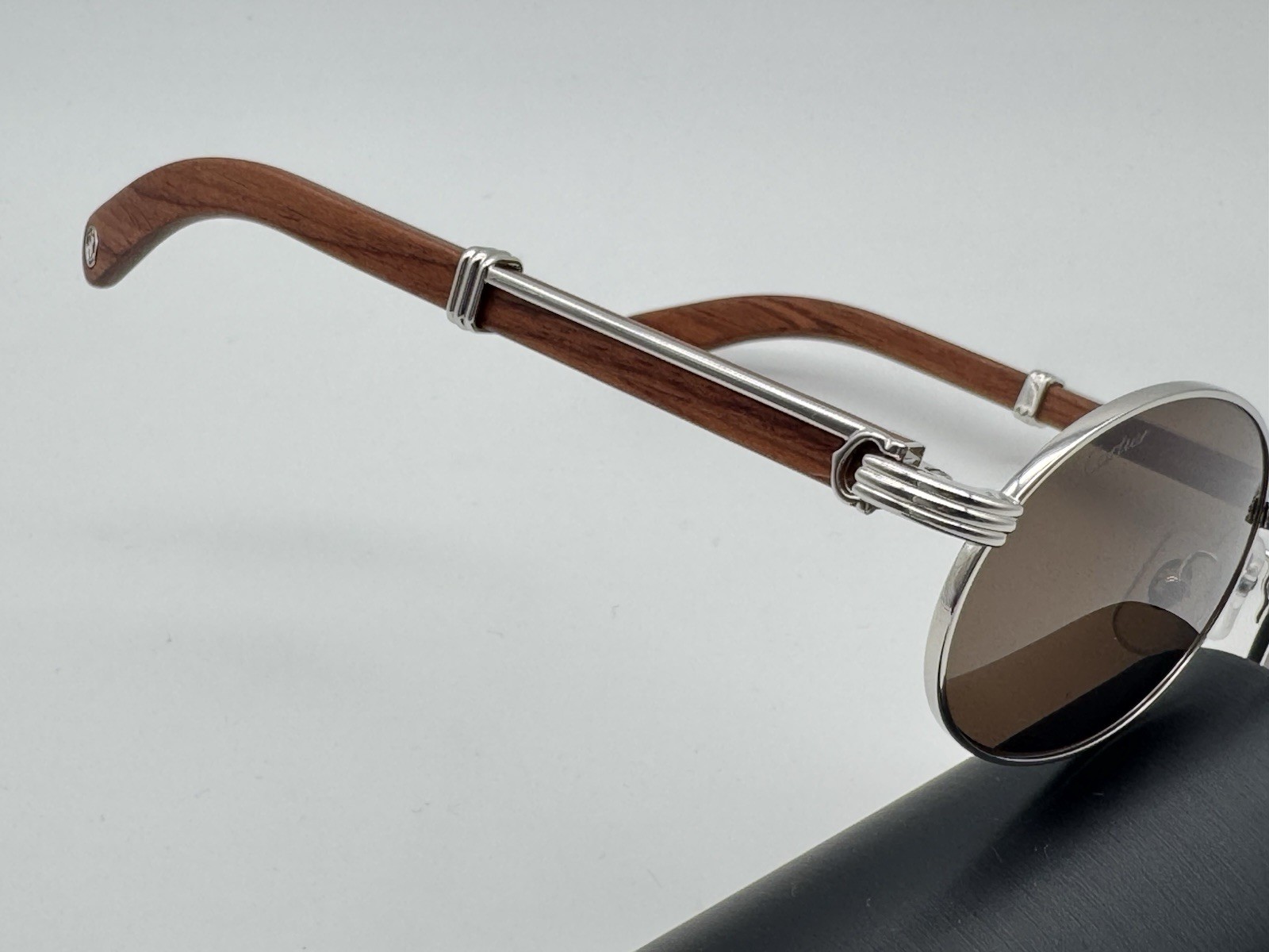 PREMIERE DE CARTIER C DECOR BROWN WOOD FULLRIM OVAL SUNGLASSES NEW GENUINE $3400