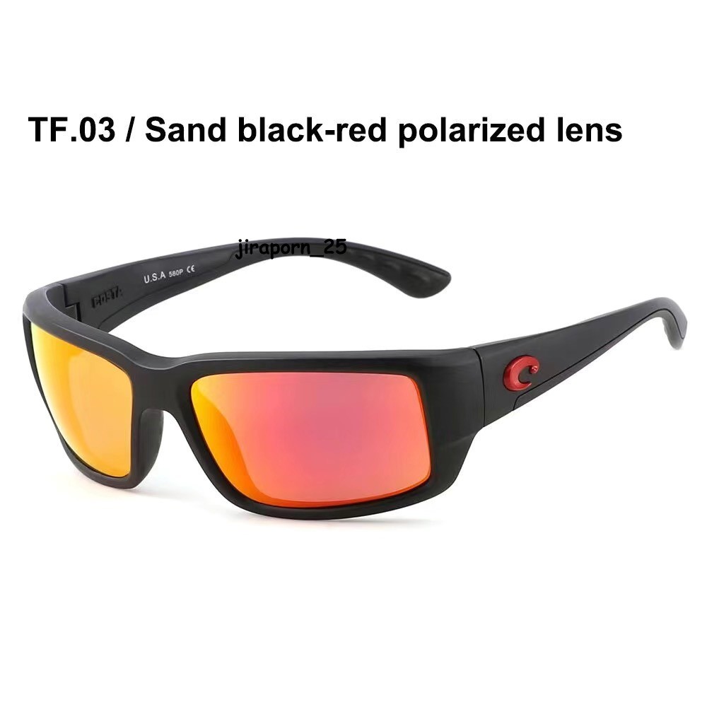 Costa Del Mar Fantail Sand Black Frame Red Mirror Polarized 580P Sunglasses
