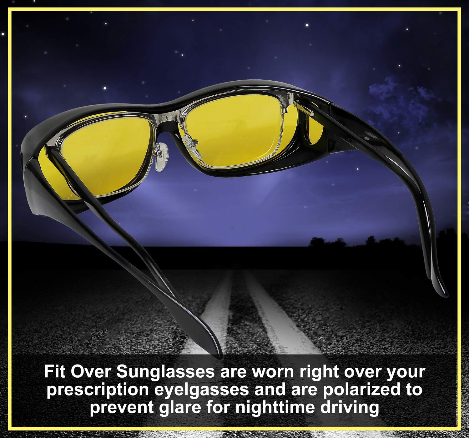 Night Driving Glasses Anti Glare Polarized Night Vision Yellow Tint Night