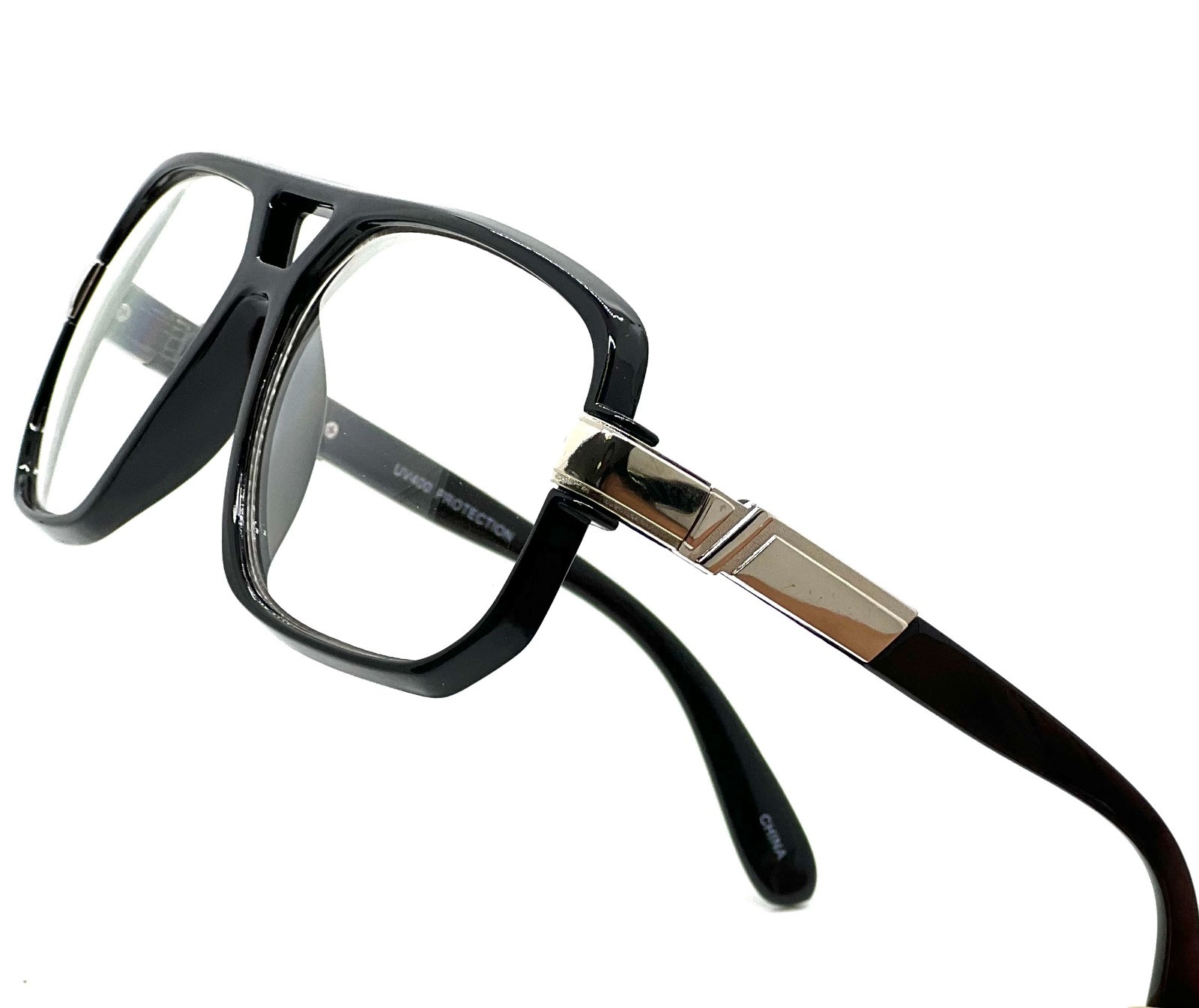 Men Sunglasses Designer Square Black Lens Gold Fashion Classic Retro Vintage NEW