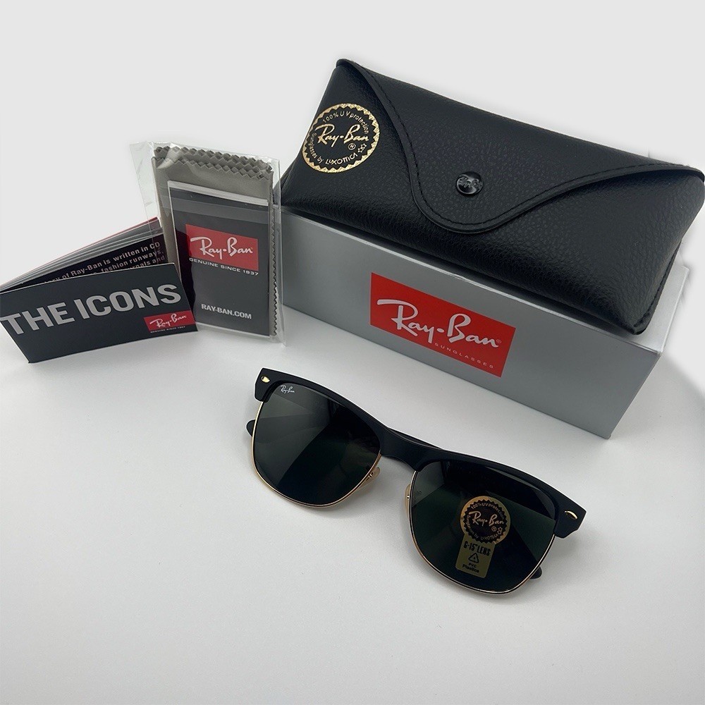 Ray-Ban RB4175 Clubmaster Oversized Square Sunglasses Black Green G-15 56mm