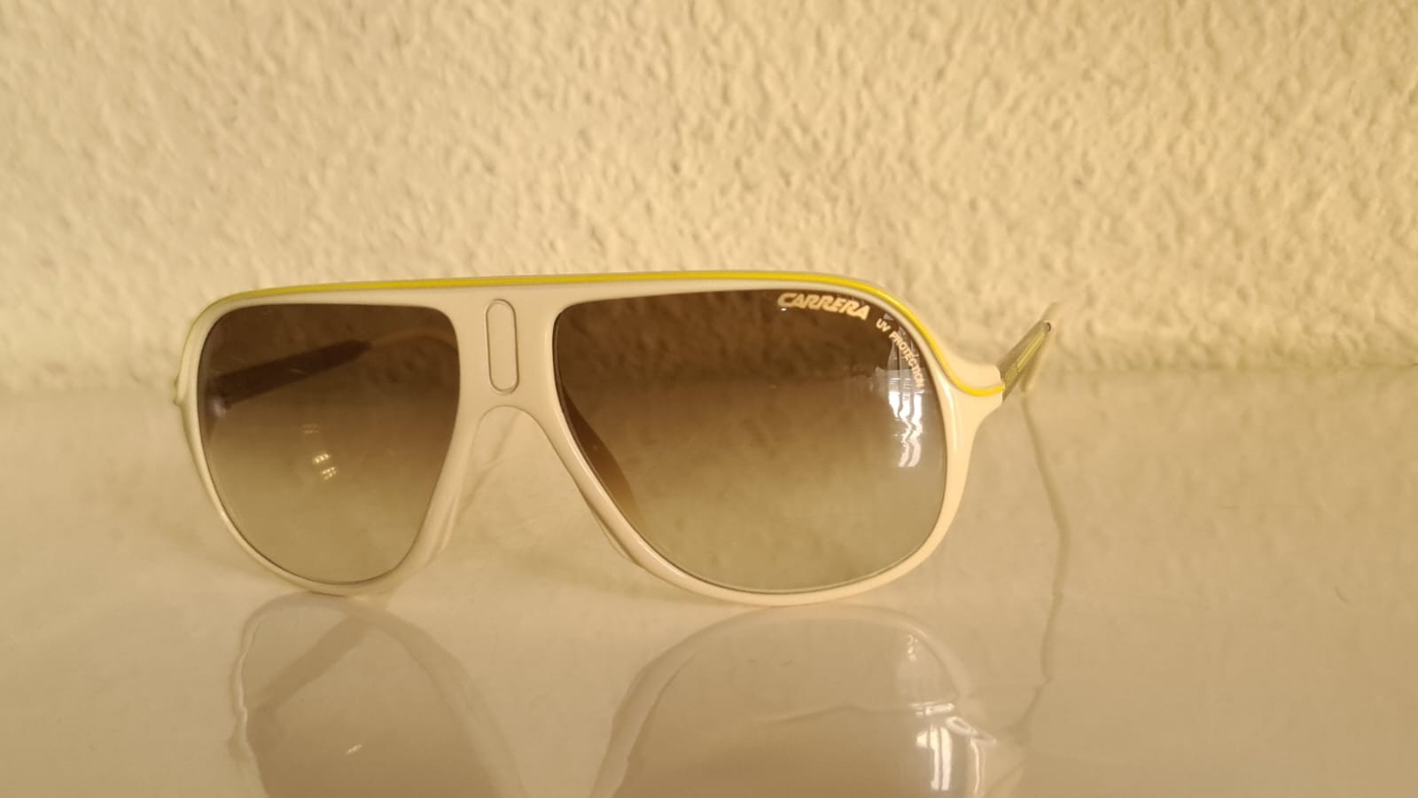 Vintage CARRERA Safari Sunglasses Ivory Oversized Frame Gradient Lenses 1980s