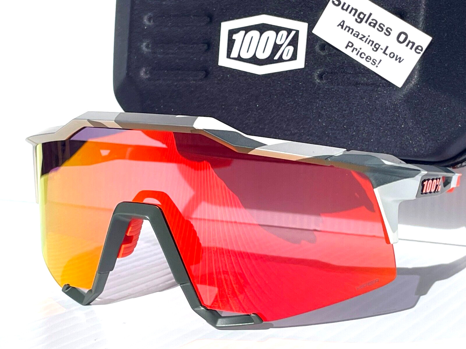 NEW 100% SPEEDCRAFT Soft Tact Grey Camo HiPER Silver Mirror Sunglass 60007-00010