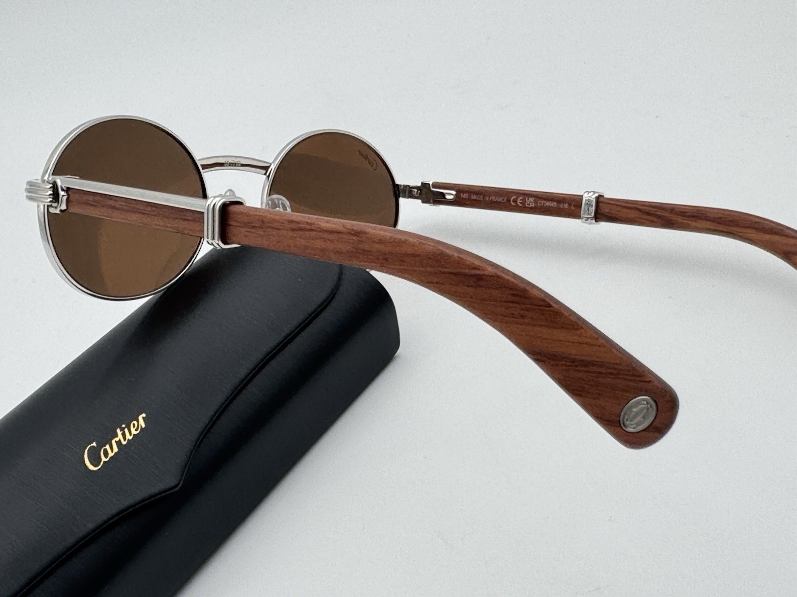 PREMIERE DE CARTIER C DECOR BROWN WOOD FULLRIM OVAL SUNGLASSES NEW GENUINE $3400