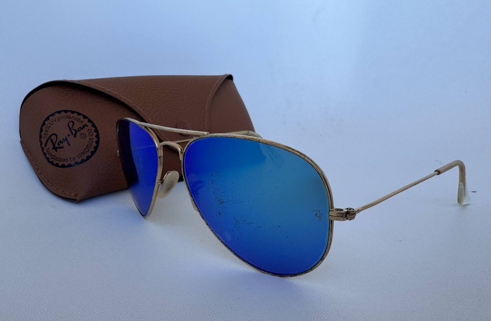 Ray Ban Aviator Blue Mirror RB3025 Standard 58 + Case + Bonus For Buy It Now