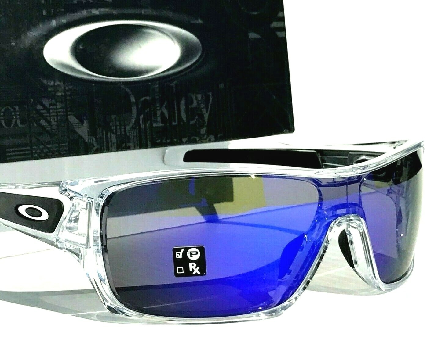 NEW* Oakley TURBINE ROTOR Clear & Black POLARIZED Galaxy Blue Sunglass 9307