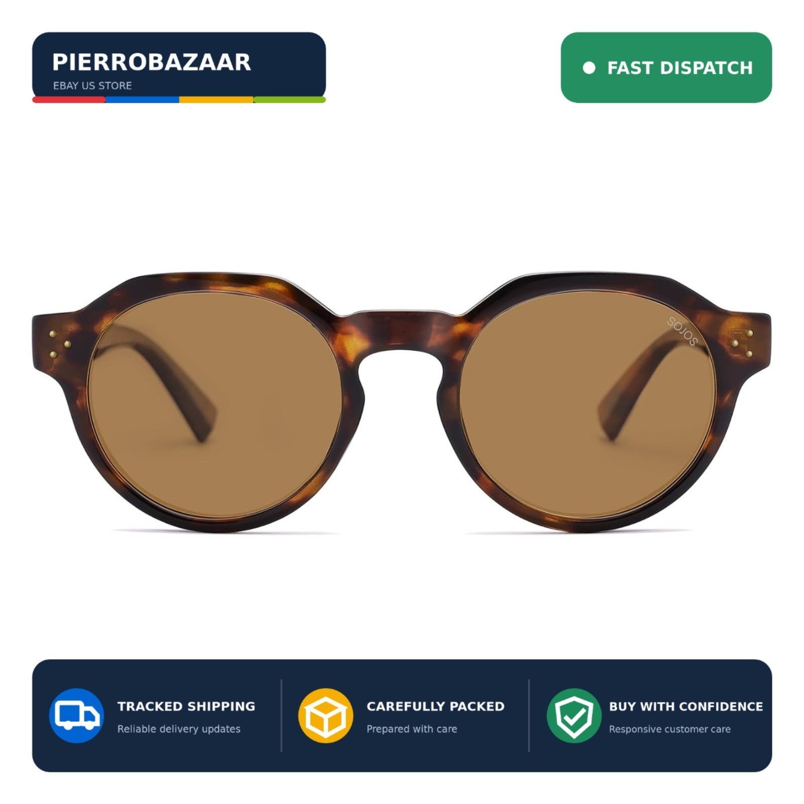 SOJOS Retro Polarized Sunglasses for Men and Women UV400 Protection