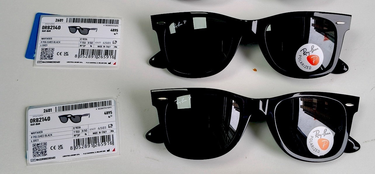 Ray-Ban RB2140 Wayfarer Polarized Sunglasses Black Frame gray Glass Lens