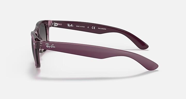 Ray Ban New Wayfarer RB2132 6606M3 58-18 Matte Transparent Violet Grey Polarized