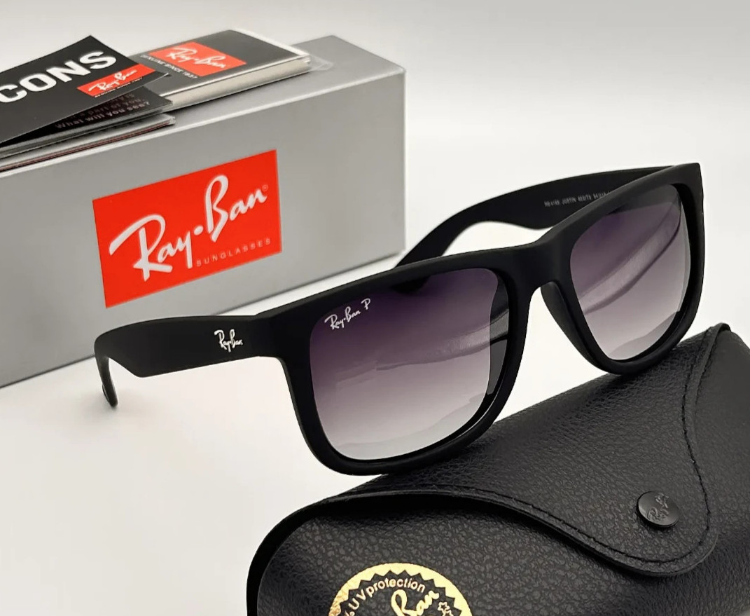 RB4165 Polarized Sunglasses Ray-Ban Justin Black Frame Gray Gradient Lens 54mm