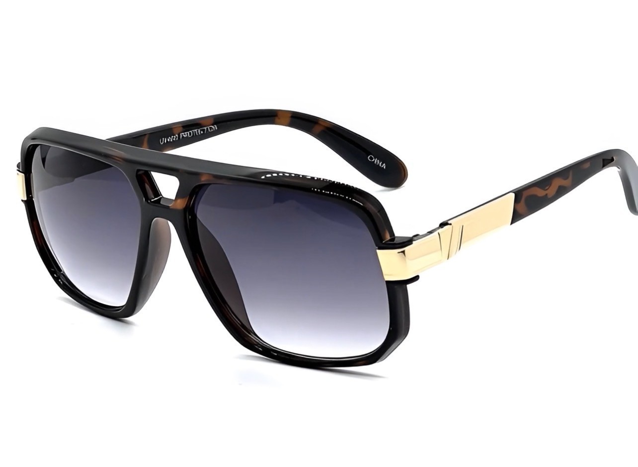 Men Sunglasses Designer Square Black Lens Gold Fashion Classic Retro Vintage NEW
