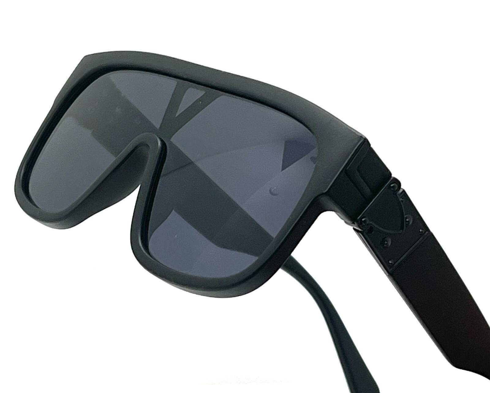 Men Designer Sunglasses Flat Black Lens Oversized Frame Shades Outdoor Sports