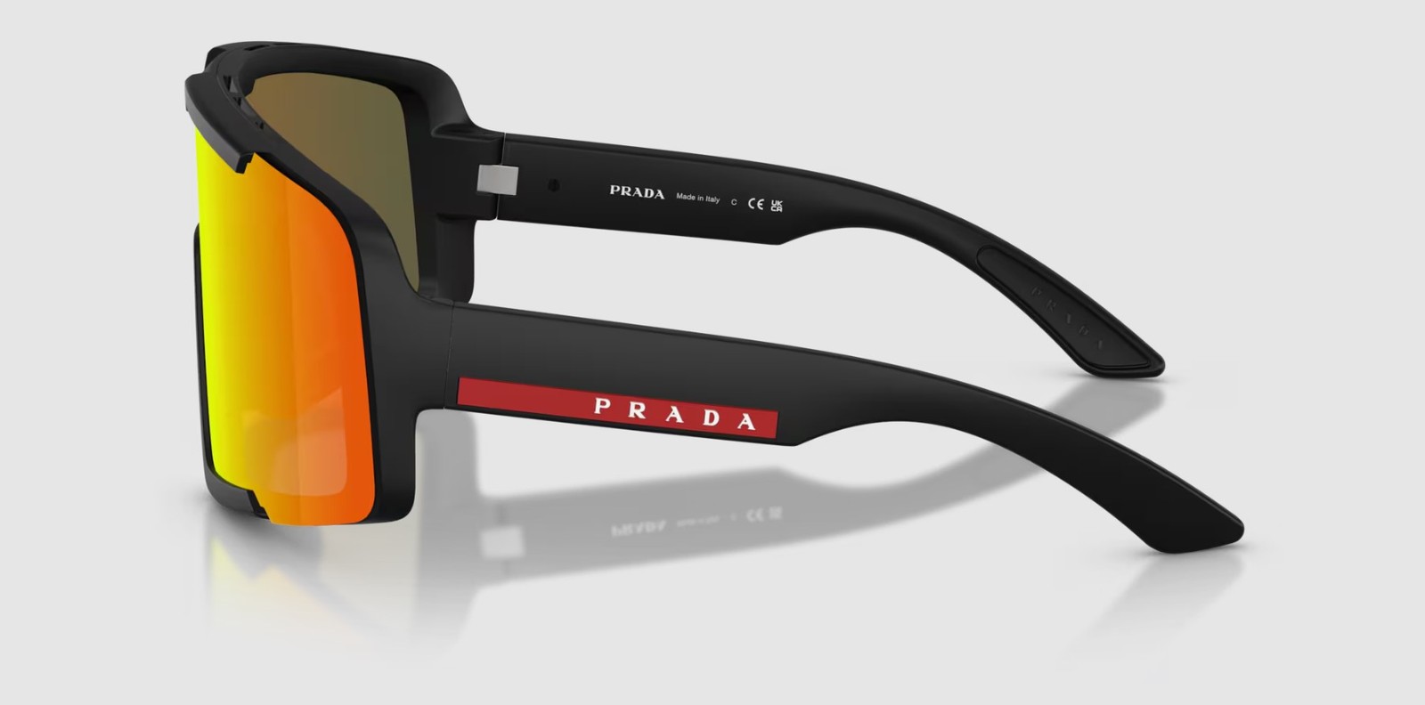 PRADA ROSSA PS B07S 1BO70U Matte Black Dark Brown Mirror 44 mm Men’s Sunglasses