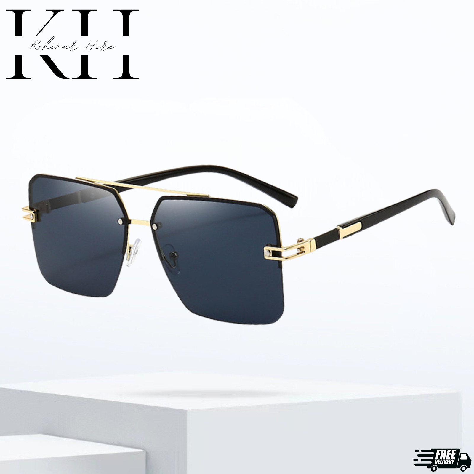 Men’s Sunglasses Designer Square Classic Gold Frame Shades Metal Fashion Hip Hop