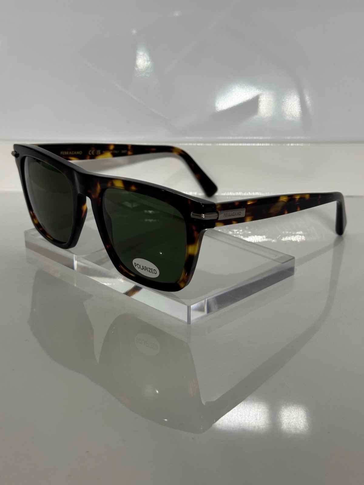 Ferragamo SF3015 242 Tortoise Acetate custom G15 Polarized Sunglasses