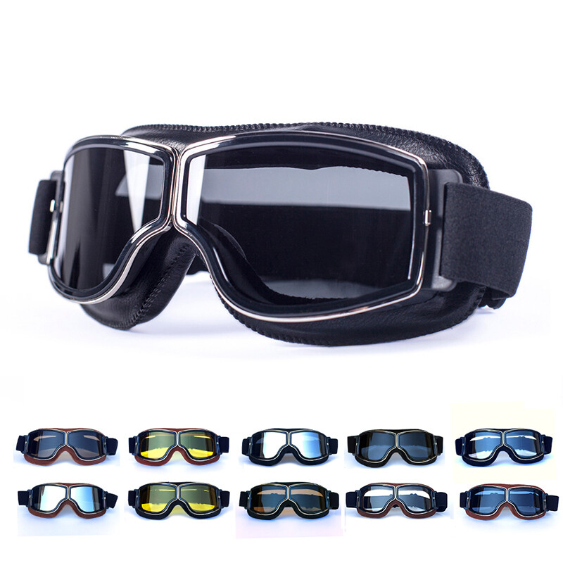 Vintage Goggles Windproof Leather Sunglasses Men’s Riding Helmet Eyewear Glasses